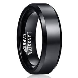 Cloyo 6mm Wolfram Ring Damen Herren Schwarz Verlobungsringe Ehering Trauringe Schmuck Comfort Fit Polieren Größe 62 (19.7) von Cloyo