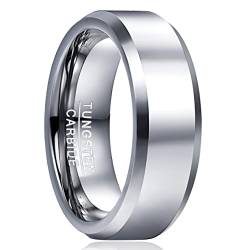 Cloyo 8mm Ring für Männer Damen Schmuck Wolframcarbid Verlobungsring Schlichter Eheringe Silber Polierter Comfort Fit 62 (19.7) von Cloyo