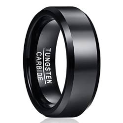 Cloyo 8mm Schwarz Ringe für Männer Frauen Herrenringe Wolframcarbid Ehering Verlobungsringe Schmuck Ring Polieren Größe 57 (18.1) von Cloyo