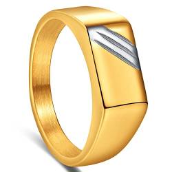 Cloyo Gold Siegelring Herren Einfacher Ehering Verlobungsring mit Silber Kratzspuren Poliert Comfort Fit Größe 62(19.7) von Cloyo