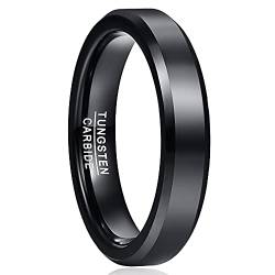 Cloyo Herren Damen Ring 4mm Wolframring Silber Ehering Verlobungsringe Schlicht Polierter Comfort Fit Polieren Größe 60 (19.1) von Cloyo