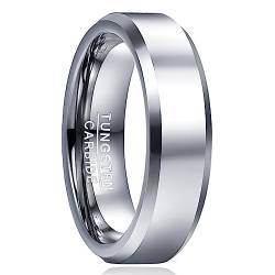 Cloyo Herren Ring Silber Ehering Wolframcarbid 6mm Verlobungsringe Freundschaftsringe Paar Ringe für Männer Frauen Größe 62 (19.7) von Cloyo