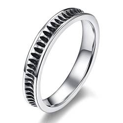 Cloyo Paar Ringe Edelstahl Silber Hip Hop Ring Polierte Seiten Herrenring Gerillter Ehering Größe 62(19.7) von Cloyo