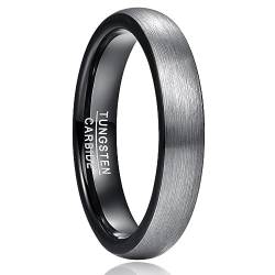 Cloyo Ring Herren Wolfram Eheringe Schwarz 4mm Grau Partnerringe für Sie und Ihn Matt Gewölbten Größe 60 (19.1) von Cloyo