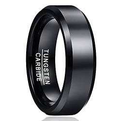 Cloyo Schwarz Wolfram Ring für Damen & Herren Eheringe 6mm Schlichter Verlobungsringe Freundschaftsringe Polieren Größe 57 von Cloyo