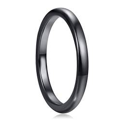 Cloyo Schwarze Ringe Dünn Wolframcarbid Ehering 2mm Verlobungsring Mann Partner Ringe 61 (19.4) von Cloyo