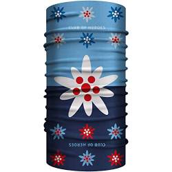 Club of Heroes Edelweiss Bandana, nahtloses Multifunktionstuch 25 x 50 cm aus weicher Mikrofaser/Halstuch Schlauchschal Schal Tuch Schlauchtuch/Berge Alpen Outdoor Blume (Blau) von Club of Heroes