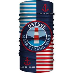 Club of Heroes Ostsee Bandana, nahtloses Multifunktionstuch aus weicher Mikrofaser/atmungsaktiv Schlauchschal Halstuch Mundschutz Schal/Küste Insel Rügen Meer Strand Reise Reiseführer COH von Club of Heroes