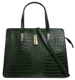 Cluty Handtasche Echt Leder dunkelgrün Damen - 021321 von Cluty