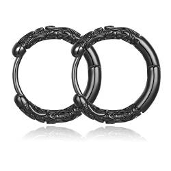 Clyhon Herren Damen Vintage Huggie Creolen 14mm 12mm Chirurgie Titan Stahl Hip Hop Punk Ästhetische Ohrringe Silber Schwarz Hypoallergen von Clyhon