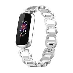 Für Fitbit Luxe/Special Edition Edelstahlarmband Armbanduhren, D-förmiges Armband Uhrenarmband Metallarmband Ersatzteile Ersatzband Armbänder für Fitbit Luxe Special Edition von Cmeilau