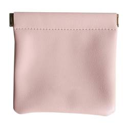 Personalisierte Organizer-Tasche aus Leder mit Druckknopfverschluss, kein Reißverschluss, selbstschließend, kleine Make-up-Tasche für Geldbörse, Quetsch-Münzen-Geldbörse (Pink, L) von Cmeilau