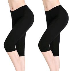 CnlanRow Damen Capri Leggings Unterrock Hose Kurz Elastisch Leicht Yoga Shorts Bequem von CnlanRow