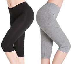 CnlanRow Damen Elastisch Unterrock Hose Kurz Capri Leggings Sommer - Ultra Dünn Weich von CnlanRow