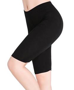 CnlanRow Damen Unterrock Hose Leggings Kurz Schwarz Knie Shorts - Bequem Leicht Schlaf von CnlanRow