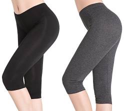 CnlanRow Danmen Unterrock Hose Capri Tight 3/4 Leggins Kurz Sport - Elastisch Bequem, L x 2er Pack von CnlanRow