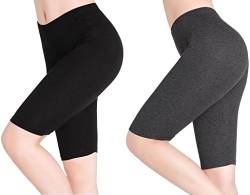 Damen Elastisch Yoga Kurz Leggings 1/2 Knielang Shorts Unter Rock Weich Leggins von CnlanRow