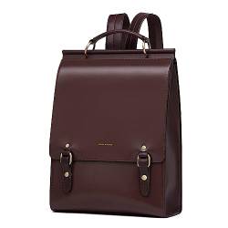 Cnoles Business Rucksack Damen Leder Daypack Lässige College Reiserucksäcke Eleganter Lederrucksäcke für Damen Große Tasche Braun von Cnoles