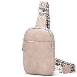 Cnolés Sling Bag Brusttasche Crossbody Umhängetasche Damen PU Leder Sport Schultertasche Klein Bauchtasche Stylisch von Cnoles