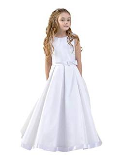 CoCogirls Madchen Kommunionkleid Kleider Kommunion Festkleid Partykleider Hochzeit Festzug Blumenmädchenkleider (Weiß, ca.Alter9) von CoCogirls