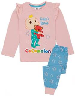 CoComelon Rosa Langarm-Pyjama für Mädchen | Charakter-Lounge-Hose und T-Shirt-PJ-Set | Teddy-Liebe | Kinderkleidung Pyjamas Pyjama Loungewear Nachtwäsche | Gemütliche Geschenkartikel von CoComelon