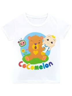 CoComelon T-Shirt für Kinder, Teddy und JJ Kurzarmshirt für Jungen oder Mädchen Weiß 104 von CoComelon