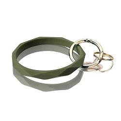 Armband Schlüsselanhänger Silikon Schlüsselanhänger Handgelenk Schlüsselanhänger Halter Armreif Schlüsselanhänger Ring für Frauen Damen Mädchen Modeschmuck, grün, 42 von Coagurmes