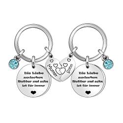 Coagurmes Mutter Geschenk von Tochter Sohn, 2pcs Silber Anhänger Geburtsstein Schlüsselanhänger für Mama Muttertag Tochter Sohn Geburtstag Weihnachten Graduierung Geschenk (Mutter Sohn) von Coagurmes