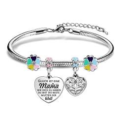 Coagurmes Mutter Geschenk von Tochter Sohn, Danke schätzen Silber Herz Anhänger Armband Einstellbarer Schmuck für Muttertag Geburtstag Weihnachten Thanksgiving Tag (Herz) von Coagurmes