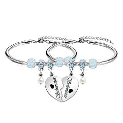 Coagurmes Schwester Geschenk von Schwestern, 2pcs Memorable Silber Herz Anhänger Armband Für Frauen Damen Mädchen Beste Freunde Große Kleine Schwestern Mitarbeiter Fuuny Schmuck (Stil 2) von Coagurmes