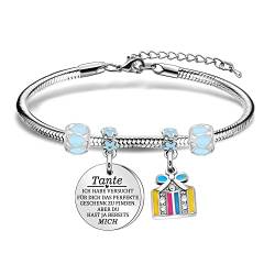 Coagurmes Tante Geschenk von Neffe Nichte, lustige Silber Einstellbare Anhänger Armband für Frauen Damen Tante Geburtstag Muttertag Jubiläum Modeschmuck von Coagurmes