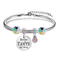 Coagurmes Tante Geschenk von Nichte Neffe, Danke schätzen Silber Anhänger Armband für Frauen Damen Tante Geburtstag Weihnachten Muttertag Lustiges Geschenk von Coagurmes