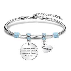 Coagurmes Tochter Geschenk von Mama Papa, Erinnerung Silber Anhänger Armband für Frauen Damen Mädchen Tochter Geburtstag Abschluss Erinnerung Schmuck von Coagurmes