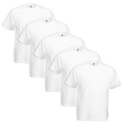 Fruit of The Loom Herren T-Shirt T Logo 5er Pack - Weiß - Small von Coats