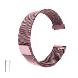 Cobee Magnetisches Uhrenarmband aus Metall, gewebtes Mesh Schnellverschluss Uhrenarmband, verstellbare Edelstahl Ersatzbänder mit Magnetverschluss, intelligente Sportuhrenarmbänder(22mm, rosa) von Cobee
