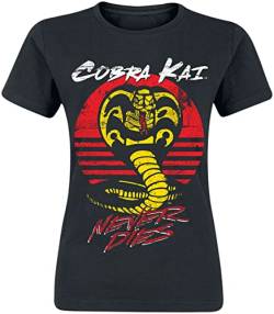 Cobra Kai Never Dies Frauen T-Shirt schwarz M 100% Baumwolle Fan-Merch, TV-Serien von Cobra Kai