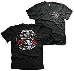 Cobra Kai Offizielles Lizenzprodukt Weiß Patches Herren T-Shirt (Schwarz), Small von Cobra Kai