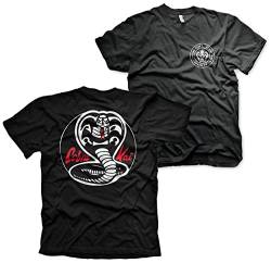 Cobra Kai Offizielles Lizenzprodukt Weiß Patches Herren T-Shirt (Schwarz), X-Large von Cobra Kai