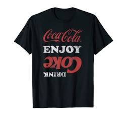 Coca-Cola Enjoy Upside Down Drink Coke Text Logo T-Shirt von Coca-Cola