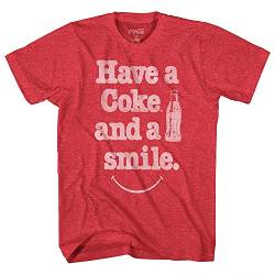 Coca-Cola Klassisches Herren-Shirt – Have a Coke and a Smile Tee – Coke Soda Classic T-Shirt, Rot meliert, Mittel von Coca-Cola
