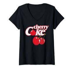 Damen Coca-Cola Cherry Coke Logo T-Shirt mit V-Ausschnitt von Coca-Cola