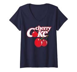 Damen Coca-Cola Cherry Coke Logo & Cherries T-Shirt mit V-Ausschnitt von Coca-Cola