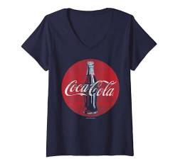 Damen Coca-Cola Distressed Retro Bottle Disc Logo T-Shirt mit V-Ausschnitt von Coca-Cola