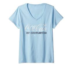 Damen Coca-Cola Established in the USA 1886 T-Shirt mit V-Ausschnitt von Coca-Cola