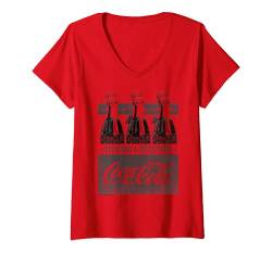 Damen Coca-Cola Retro Bottle Case T-Shirt mit V-Ausschnitt von Coca-Cola