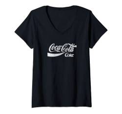 Damen Coca-Cola Twin Coke Logos T-Shirt mit V-Ausschnitt von Coca-Cola