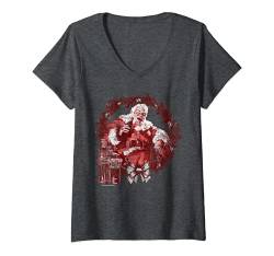 Damen Coca-Cola Vintage Red Happy Santa T-Shirt mit V-Ausschnitt von Coca-Cola