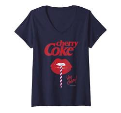 Damen Coca-Cola Vintage Very Cherry Coke Lips T-Shirt mit V-Ausschnitt von Coca-Cola