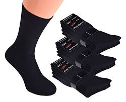 15 Paar Gr. 43-46 schwarze Herren Socken ohne Gummi, 100% Baumwolle, Business-Socken handgekettelt ohne Naht, für Diabetiker geeignet, Anzug-Socken Markenware Cocain von Cocain underwear