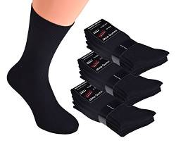15 Paar schwarze Herren Socken ohne Gummi, 100% Baumwolle, Business-Socken handgekettelt ohne Naht, für Diabetiker geeignet, Anzug-Socken Markenware Cocain Gr. 47-50 von Cocain underwear